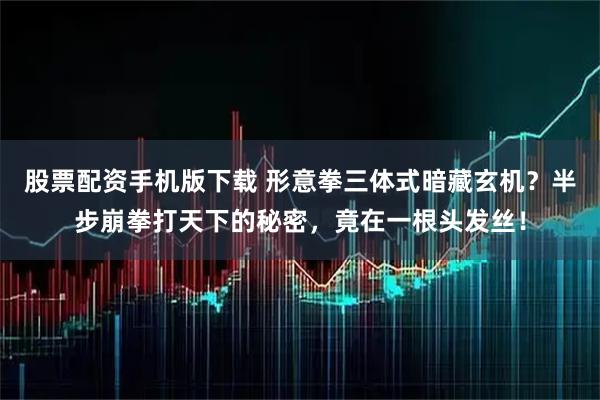 股票配资手机版下载 形意拳三体式暗藏玄机？半步崩拳打天下的秘密，竟在一根头发丝！